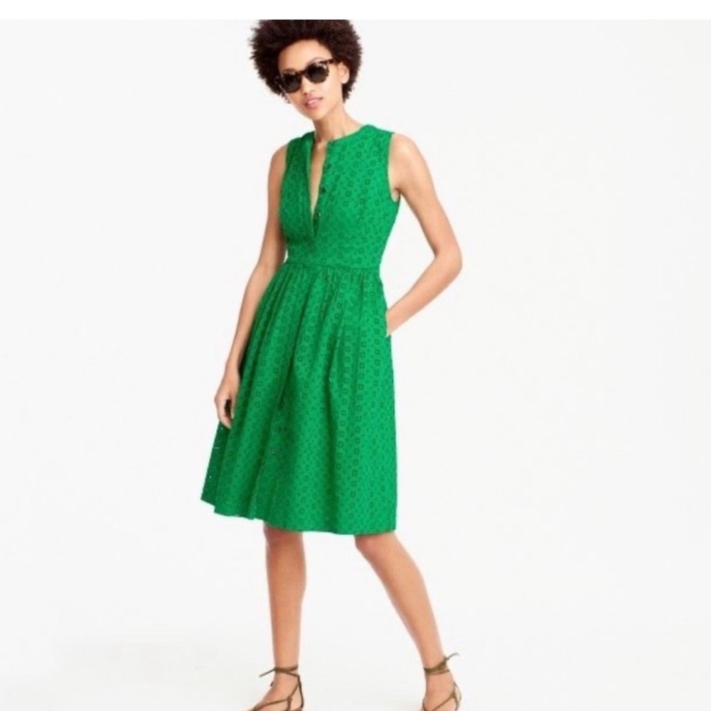 JCrew Green Eyelet Dress